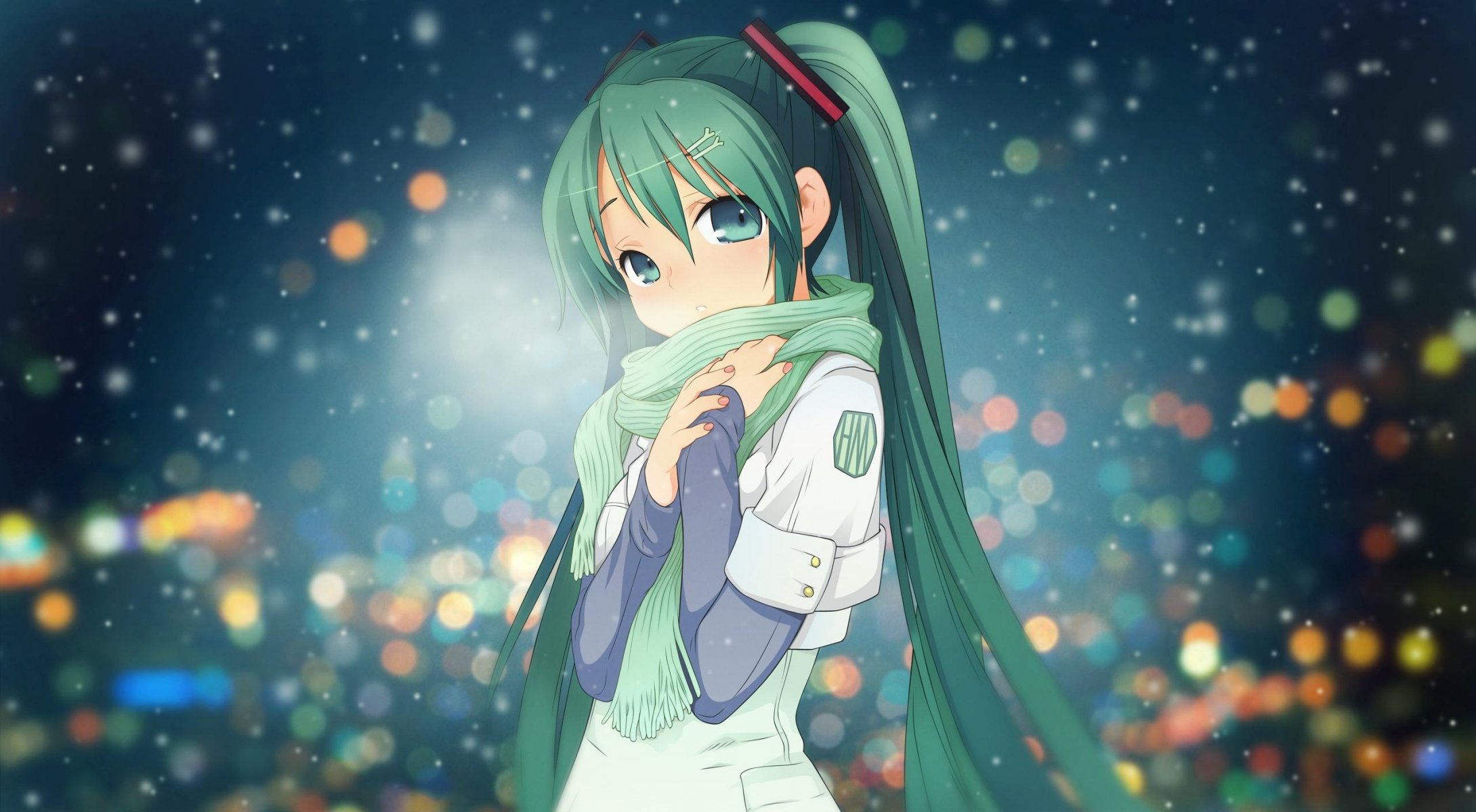 anime vocaloid miku hatsune miku hiver neige lumières