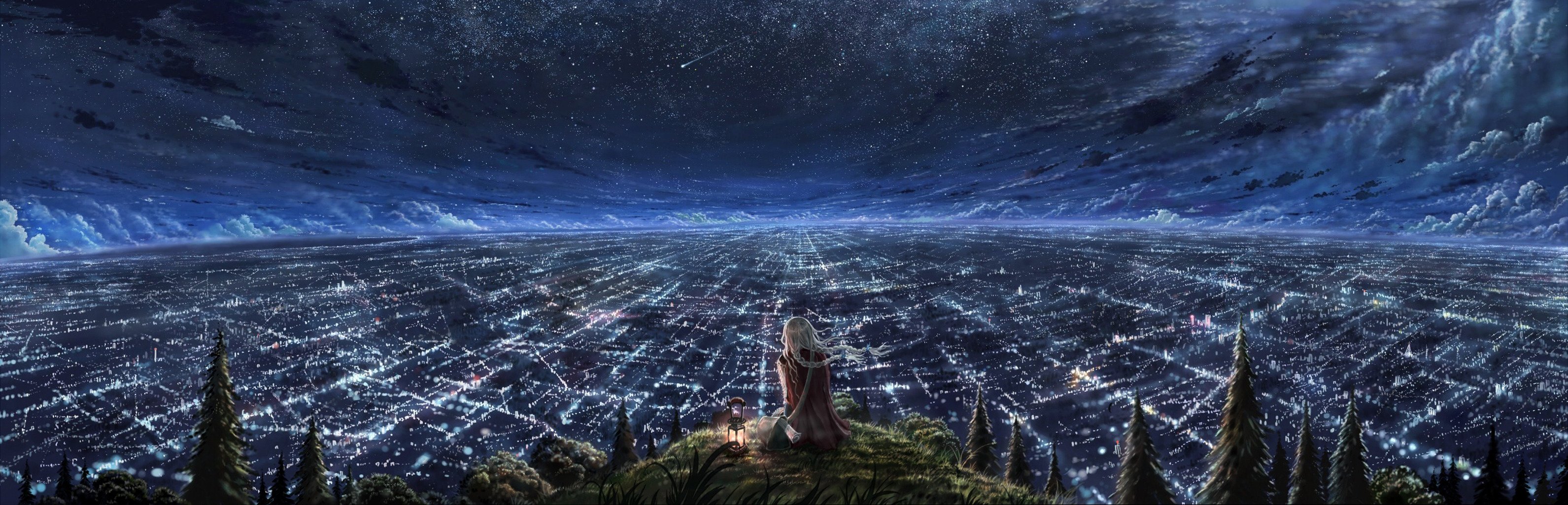 grand écran nuit ciel ville lumières