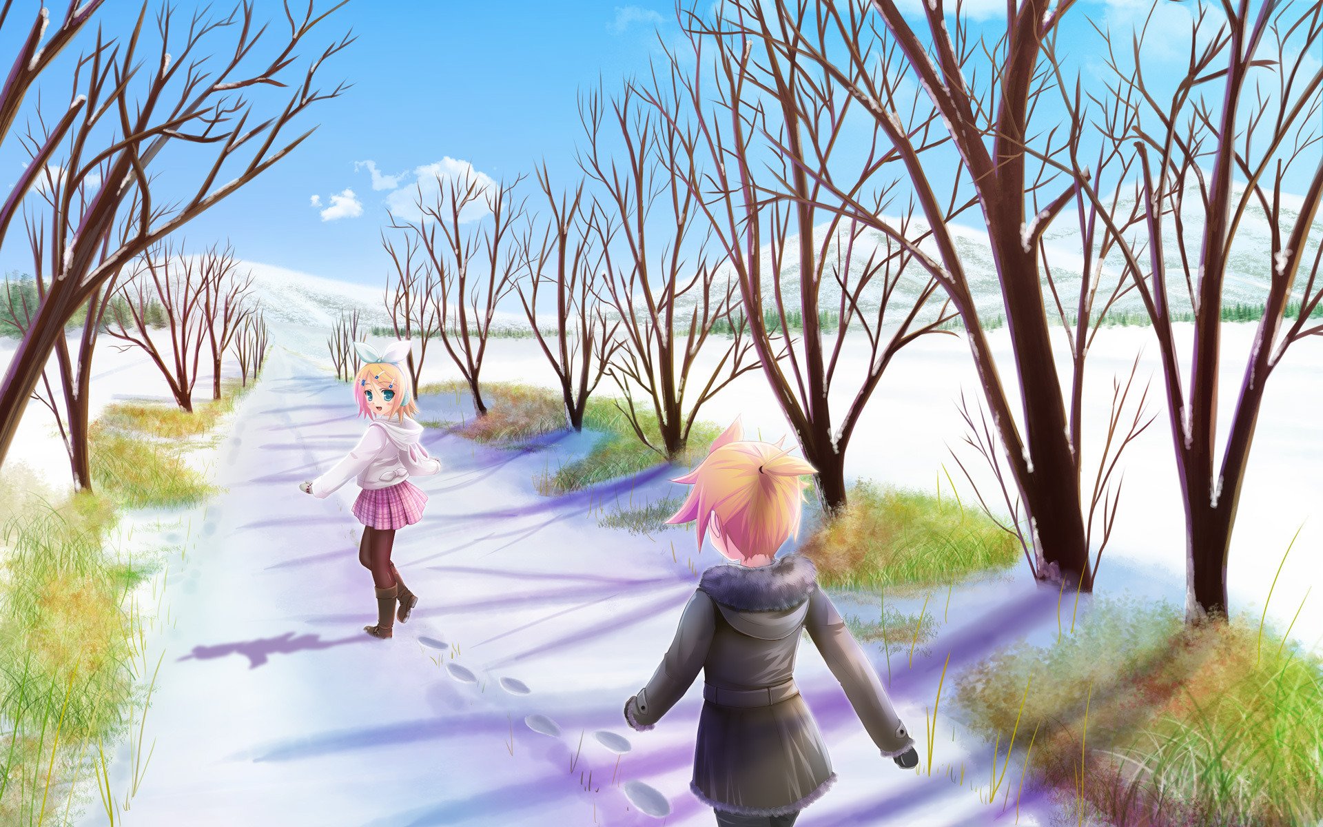 anime invierno rin lino vocaloid nieve callejón estado de ánimo