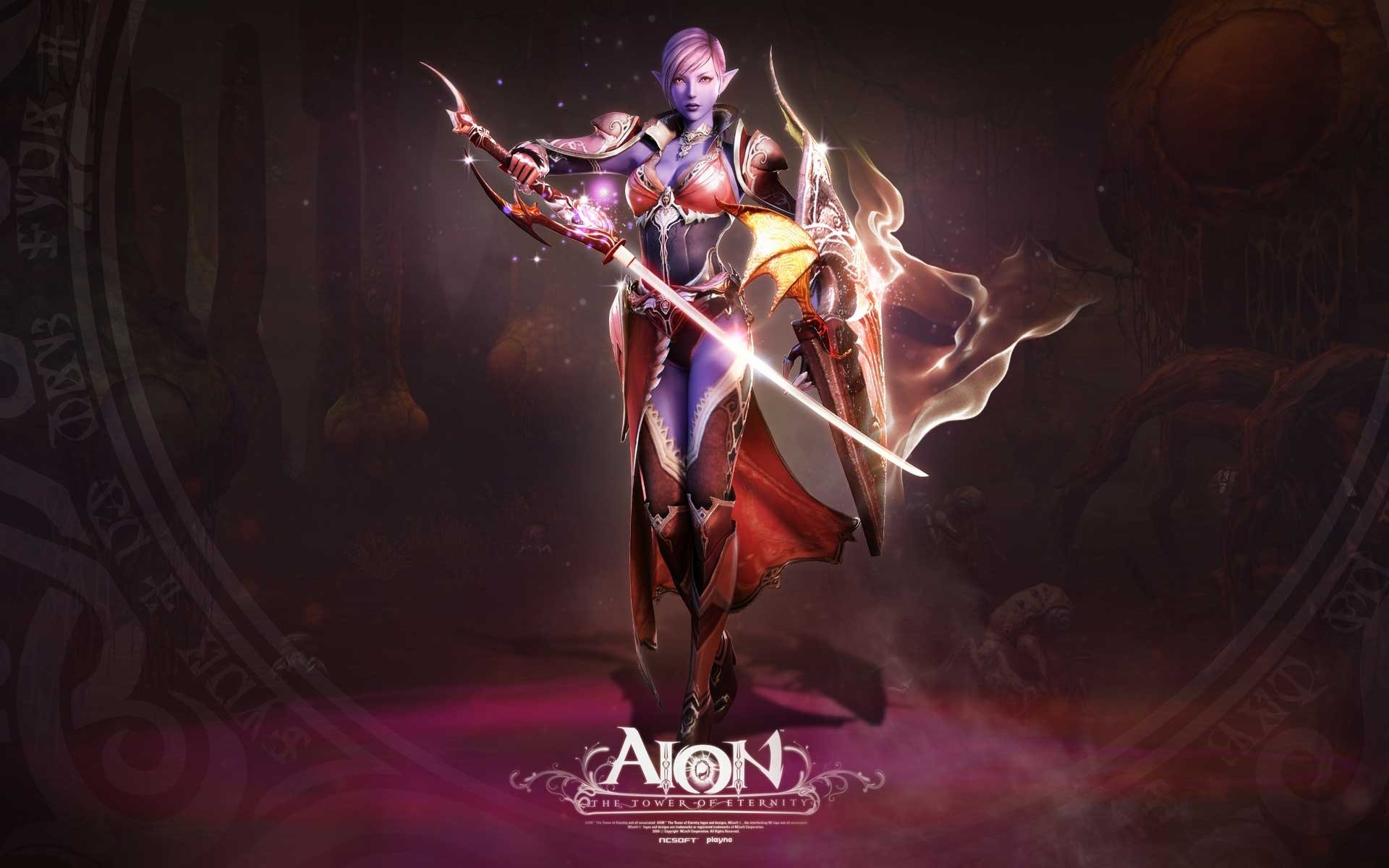 aion girl sword shield