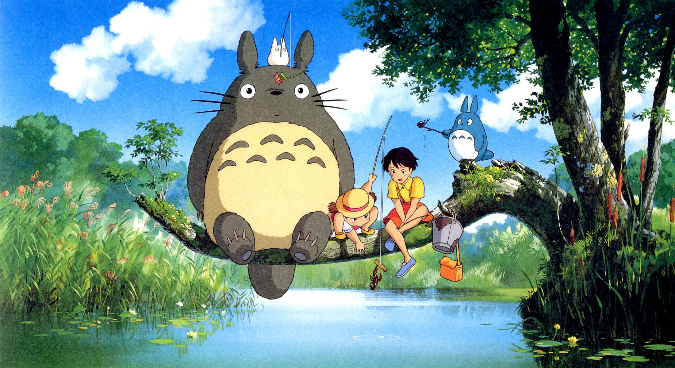 hayao miyazaki ghibli il mio vicino totoro mei kusakabe satsuki kusakabe totoro albero fiume canne da pesca