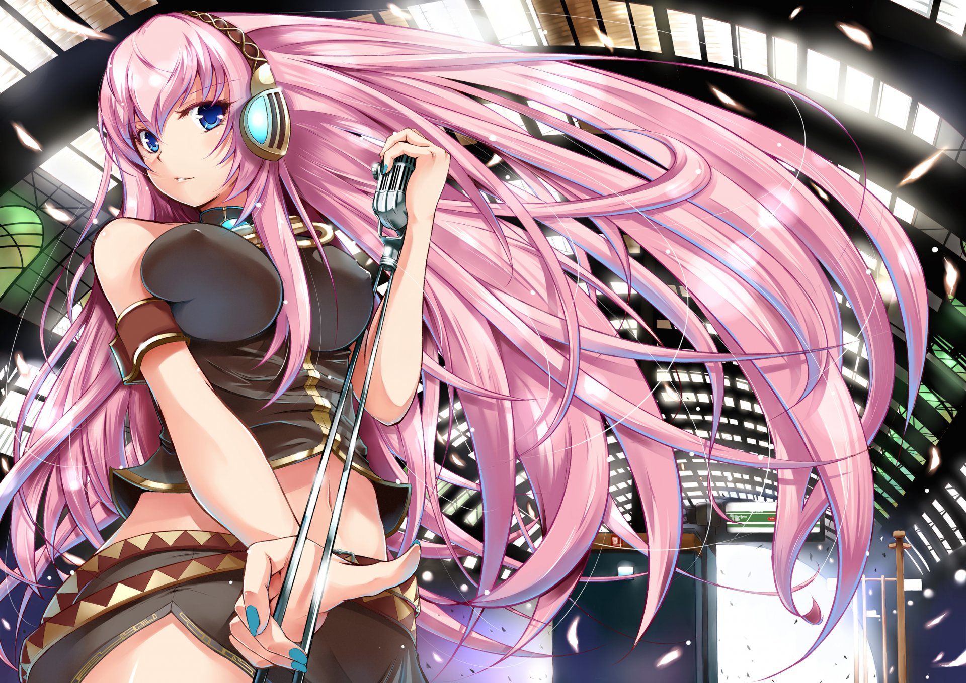 megurine luka vocaloid vocaloid headphones microphone