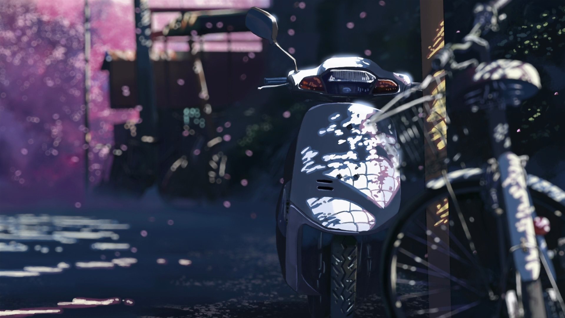 makoto shinkai motorrad 5 zentimeter pro sekunde sakura