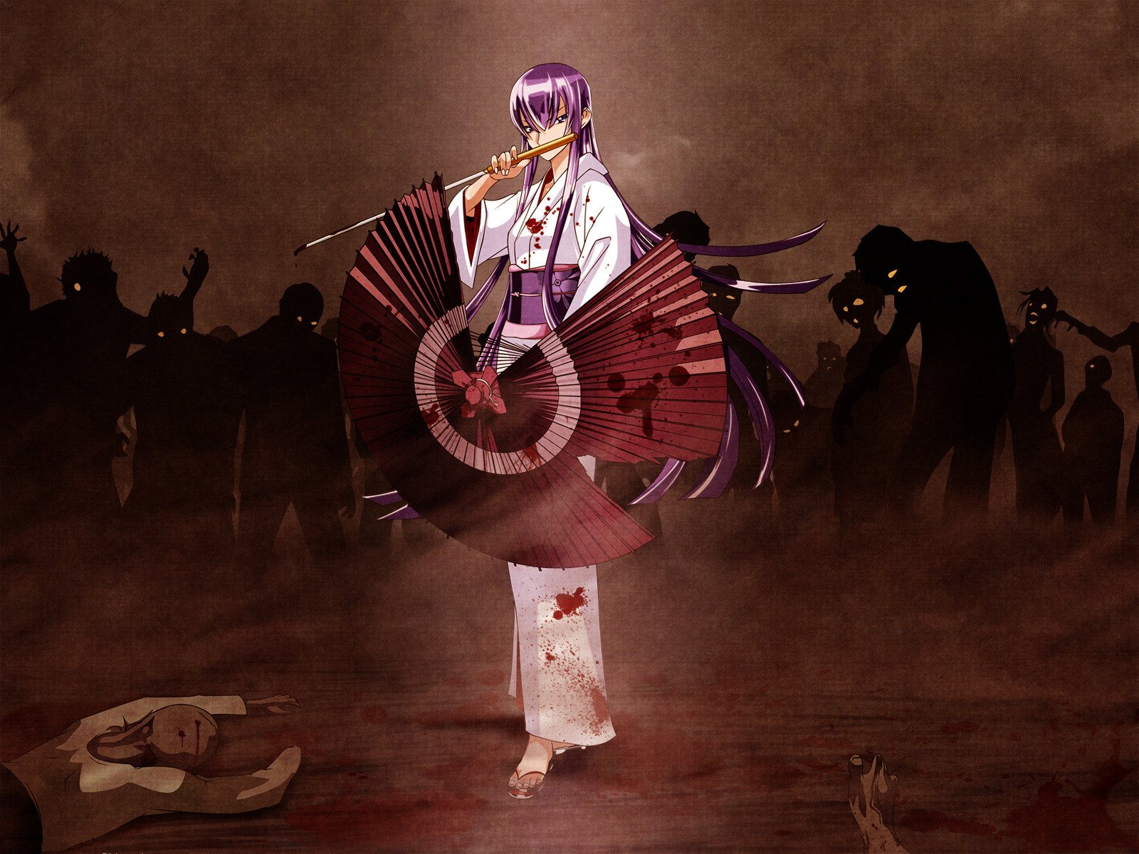 busujima saeko kimono zombie la escuela secundaria de los muertos