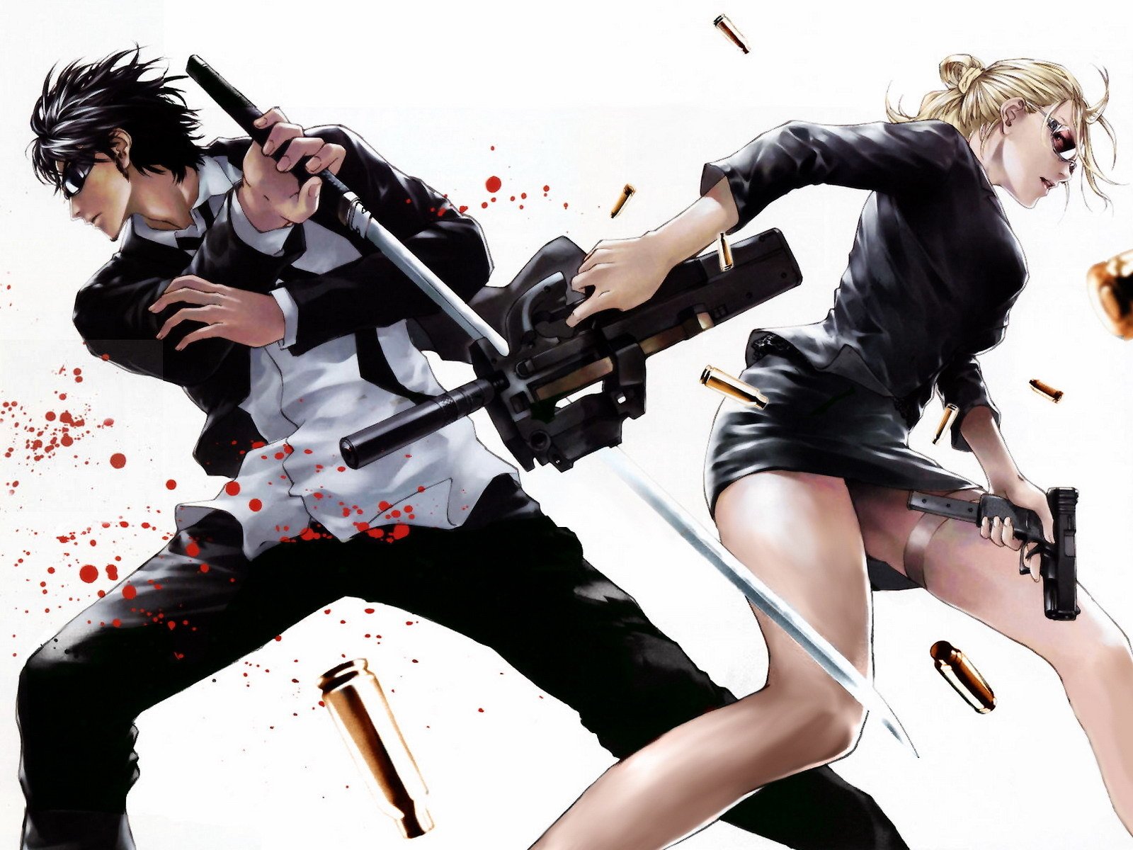 men a woman weapon anime blood katana