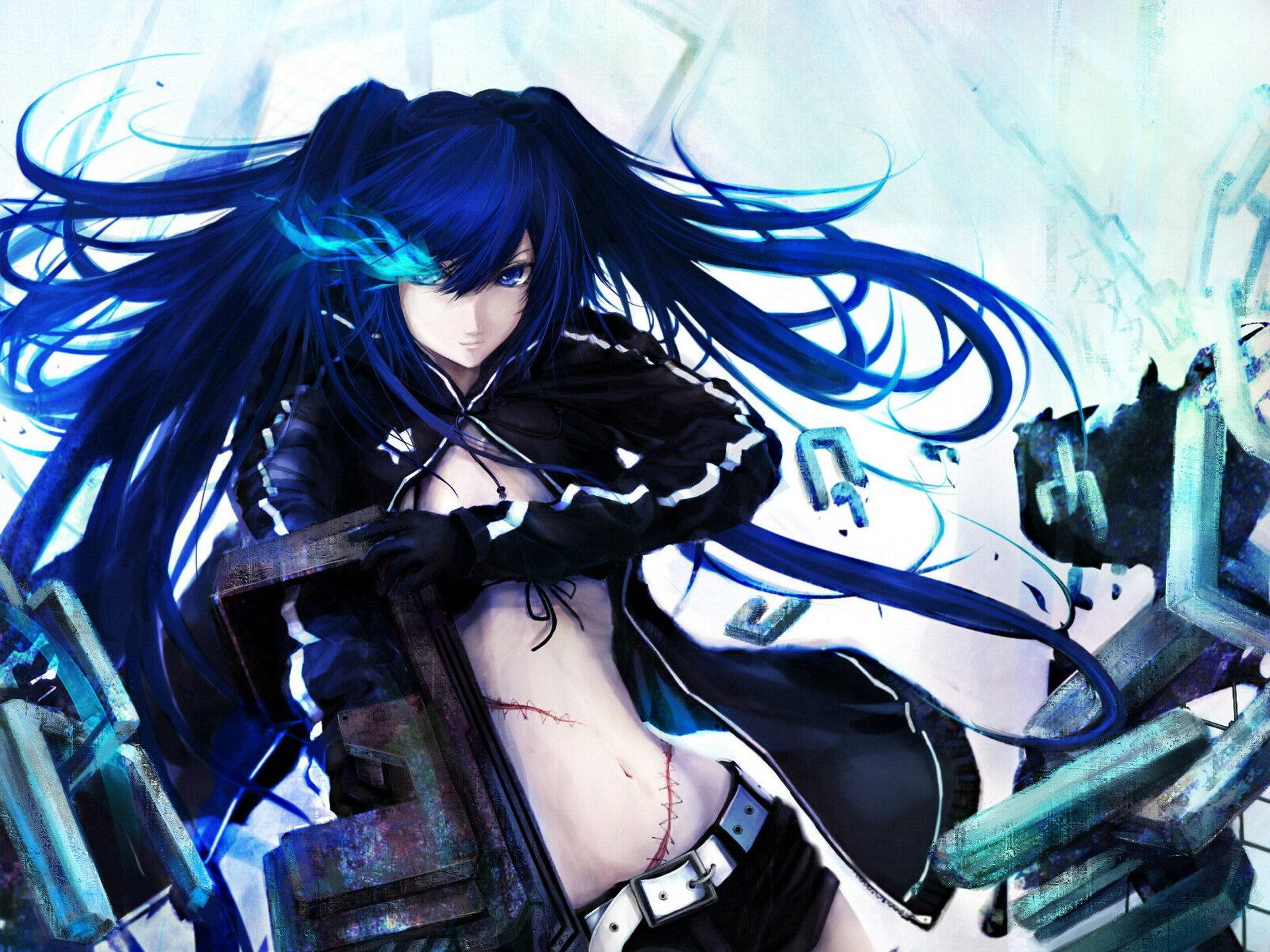 black rock shooter anime mädchen waffe