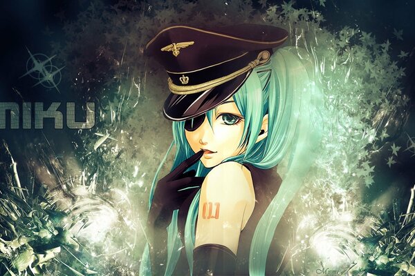 Anime Hatsune Miku con el pelo verde