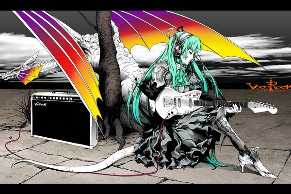 Chica de anime con guitarra