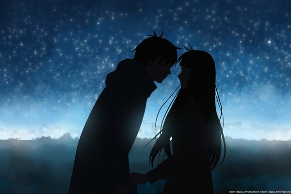 Anime arte amor en la noche