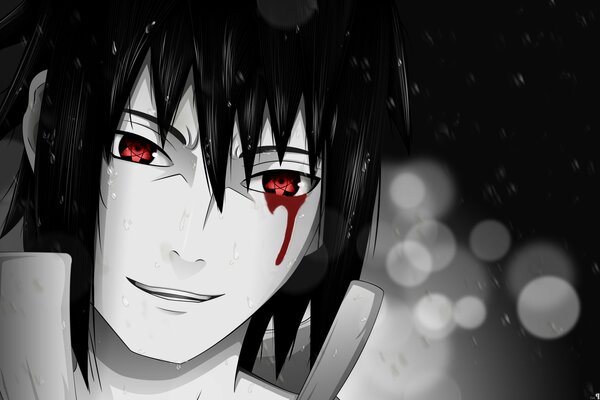 Naruto sonrisa y sangrienta lágrima Sharingan