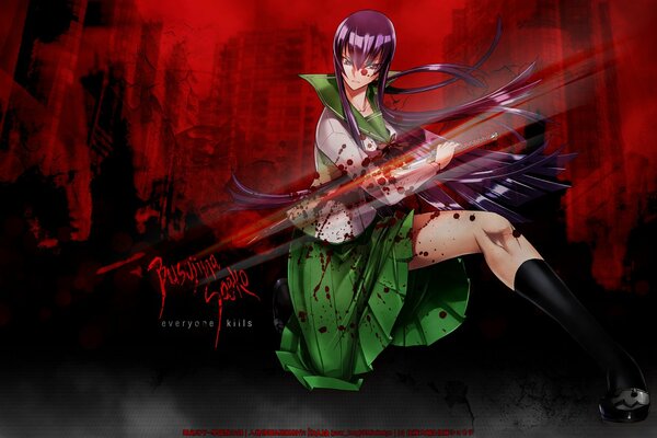 High school of the dead girl in blood