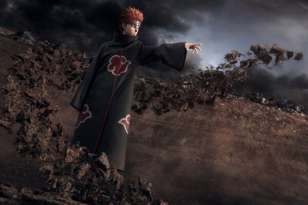 Red-haired Naruto in the image of a ninja and a headband