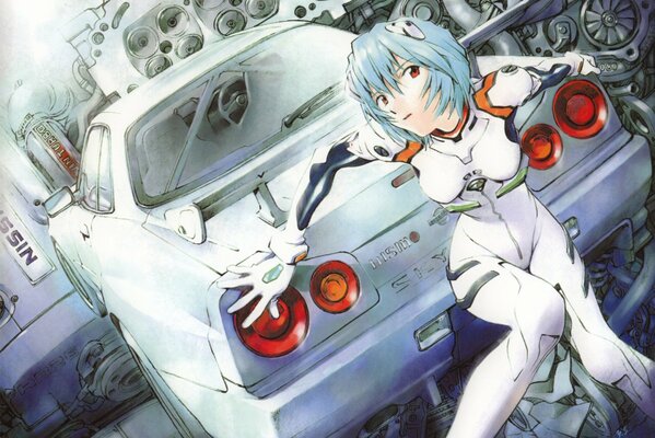 Ayanami ray auf Nissan Skyline Hintergrund