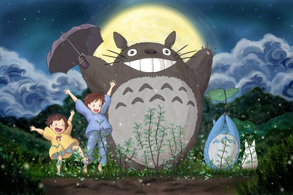 Gioiosa Mei e Totoro nella foresta sotto la luna di Loch
