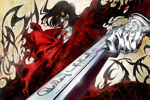 Art with an anime character from hellsing