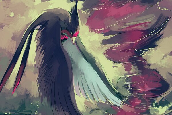 A big bird with red feathers