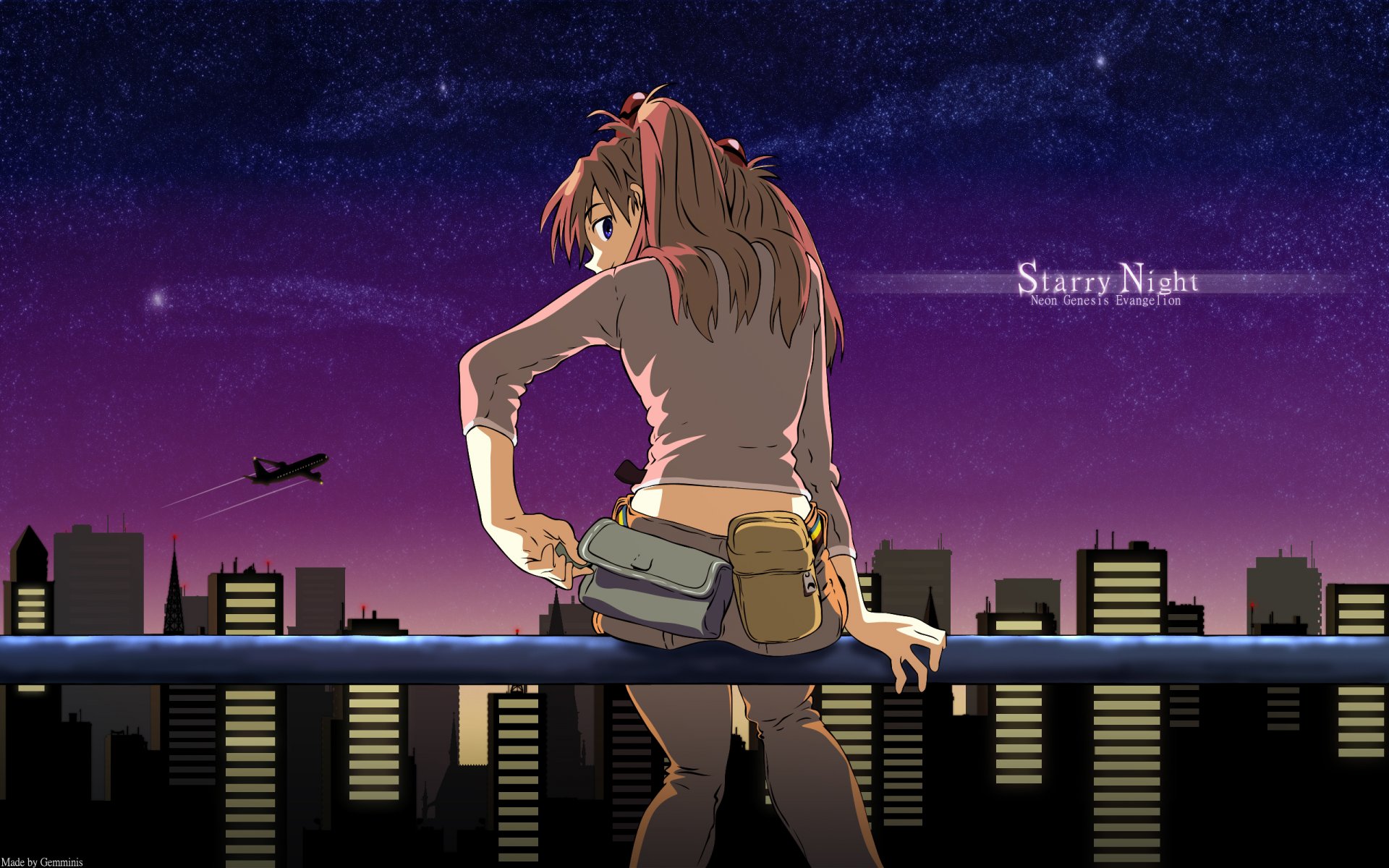 neon genesis evangelion noche ciudad asuka langley