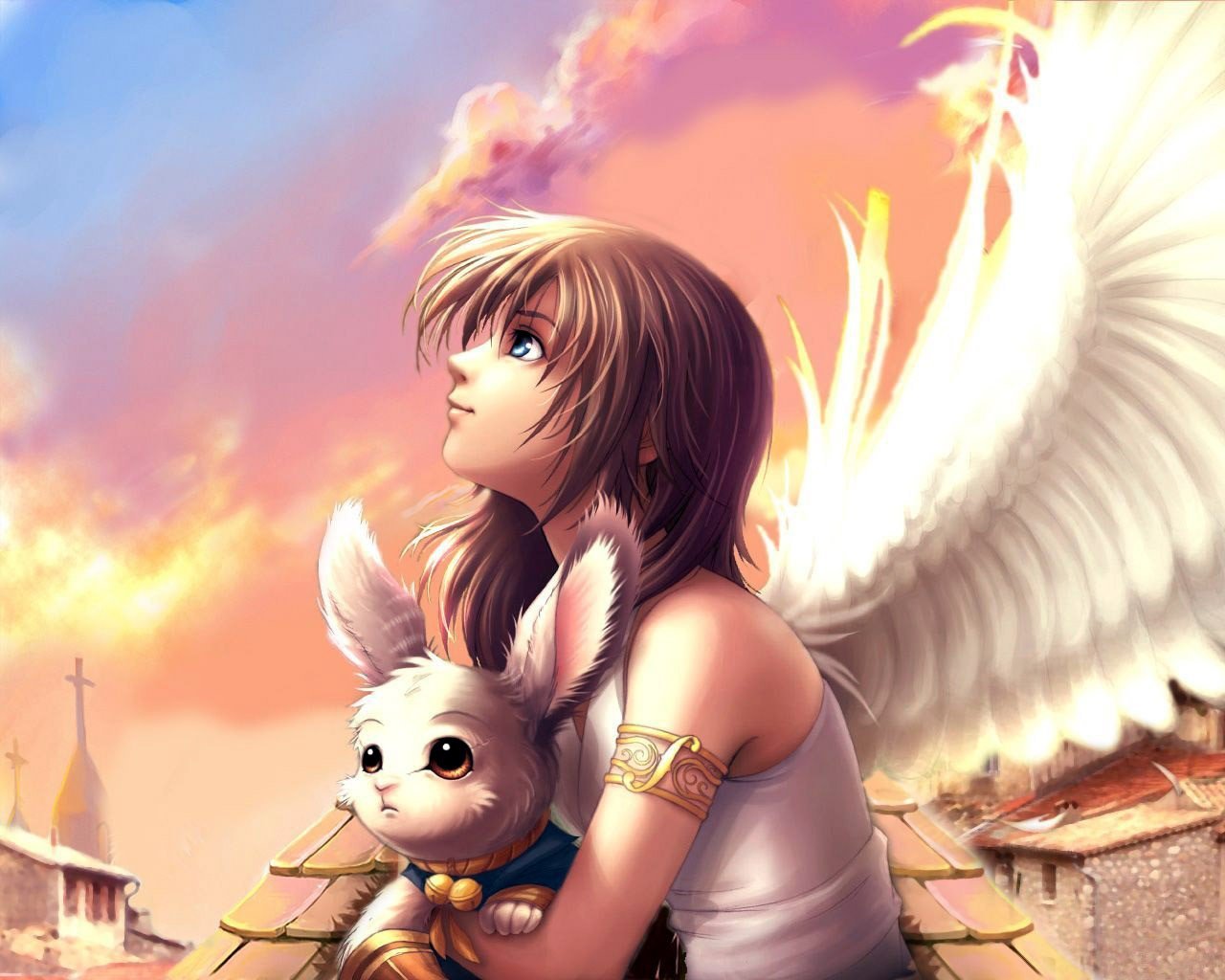 anime ailes fille animal