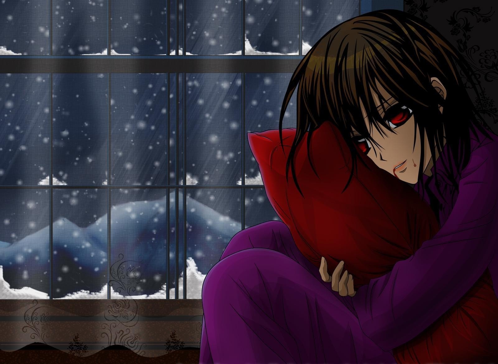 vampire knight girl blood winter snow