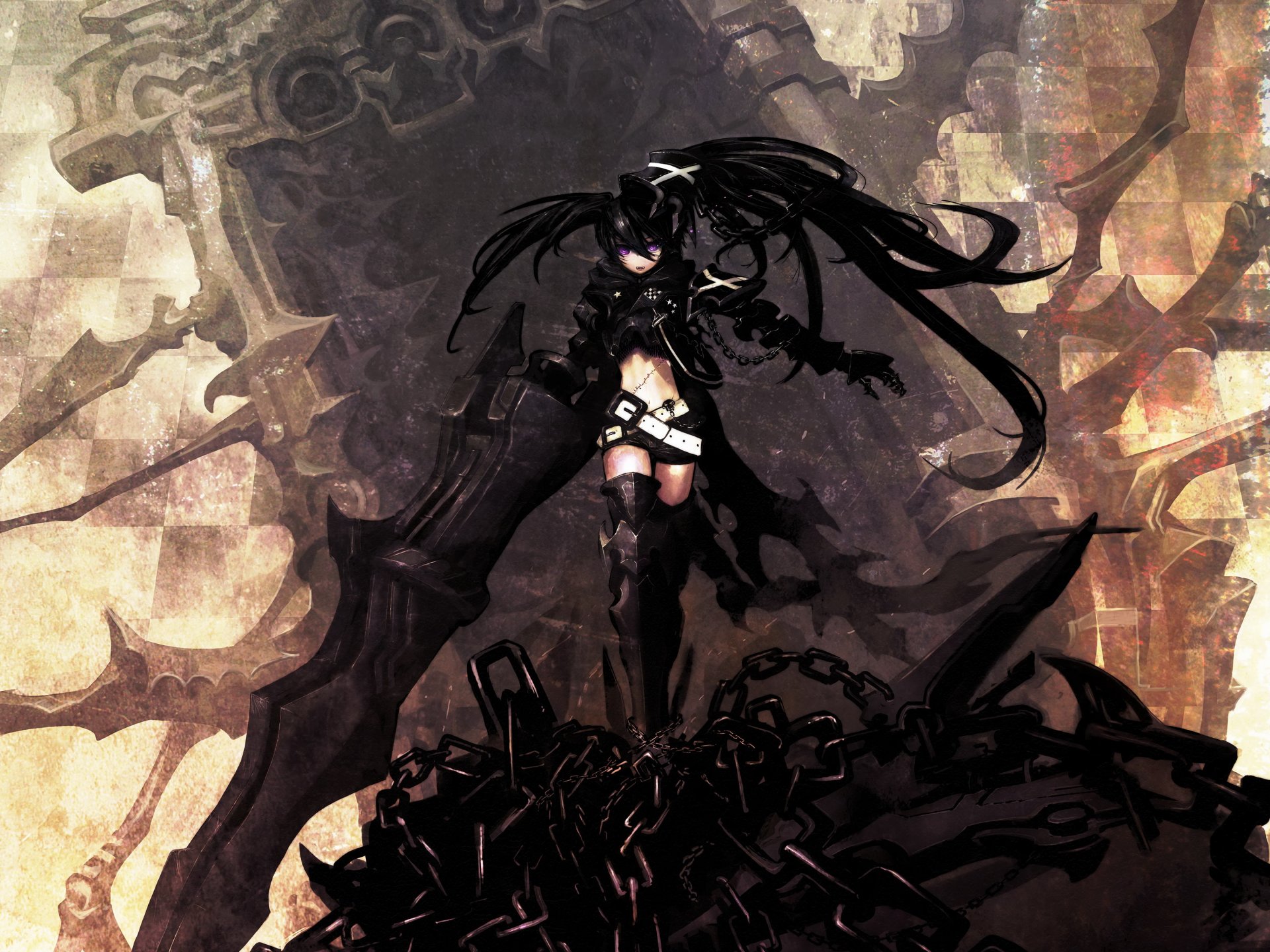 black rock shooter blask jak śmierć miecz