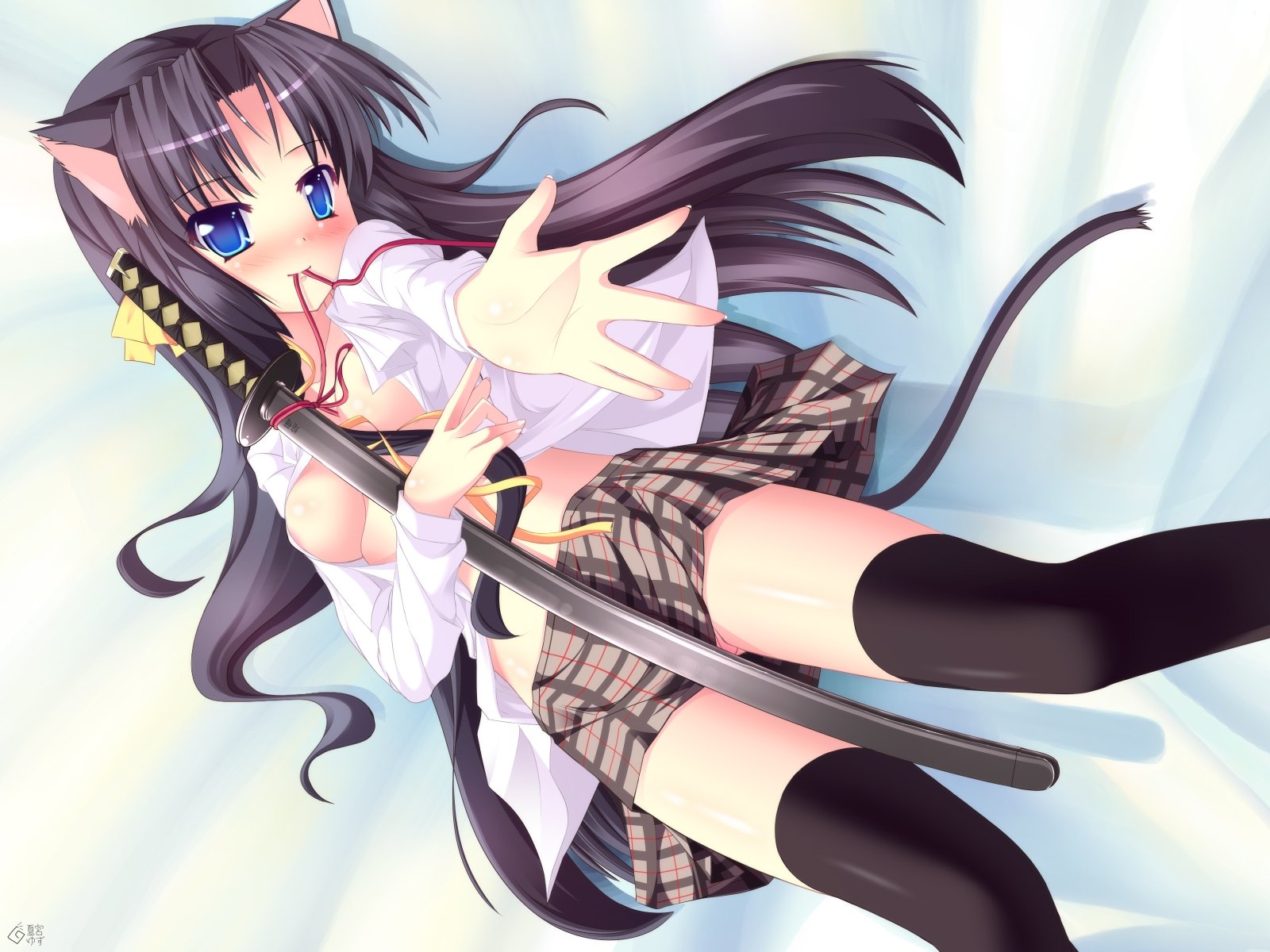 neko ragazza umore katana