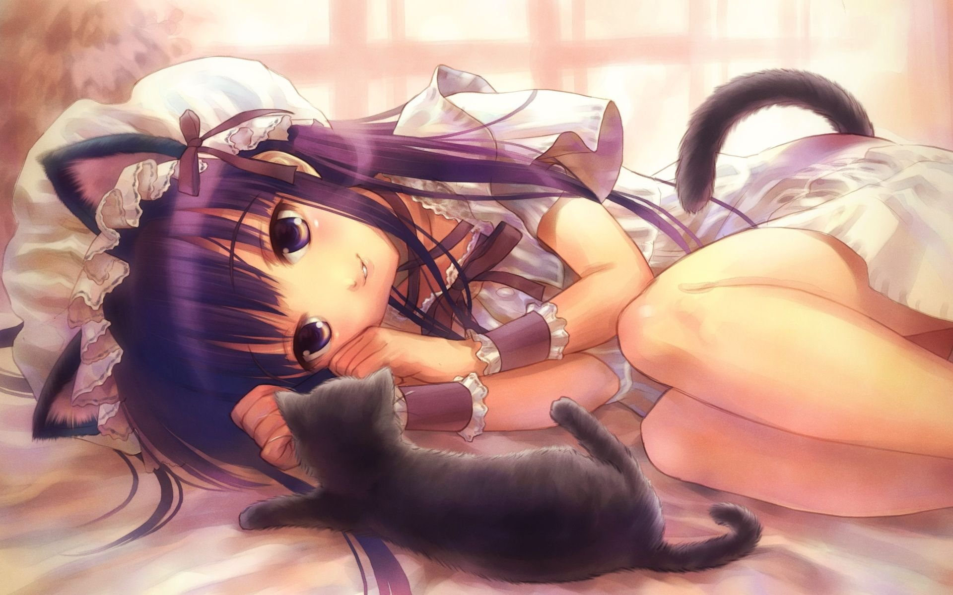 ragazza neko umore tenerezza gatto