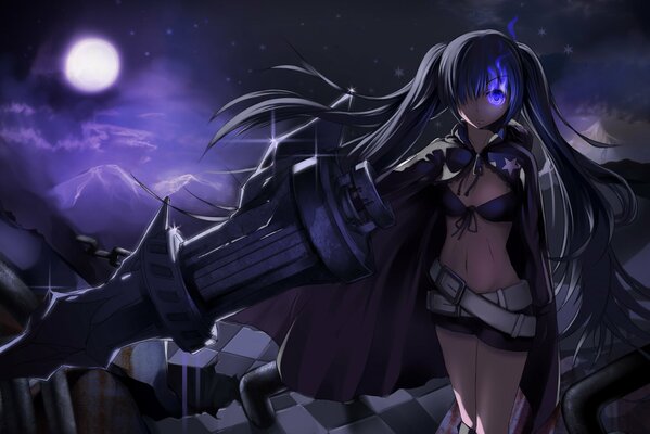 Black rock shooter, on a dark background