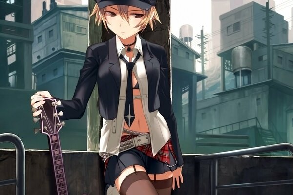 Fille avec une guitare d anime