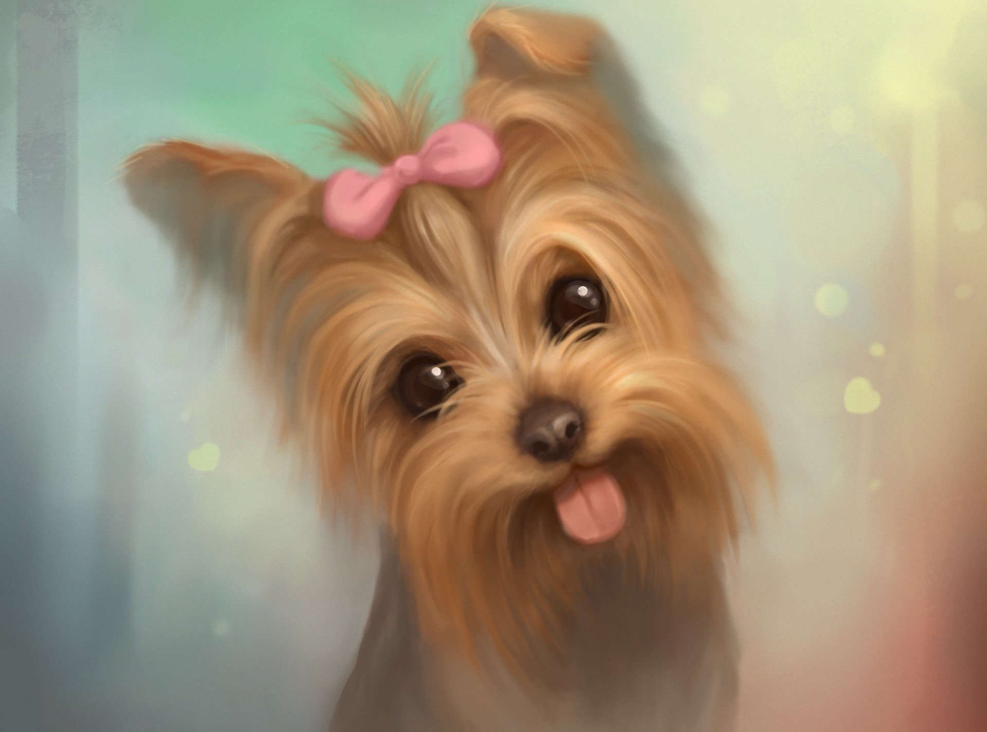 arte cane cucciolo fiocco lingua