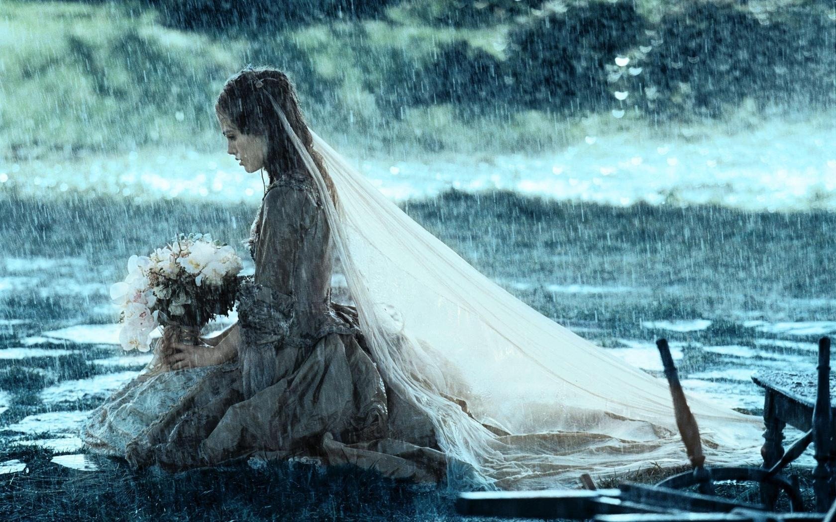 ragazza pioggia neesta velo da sposa bouquet elizabeth swann keira knightley forziere dell uomo morto