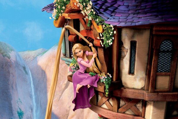 Princess Rapunzel at the top of the tower