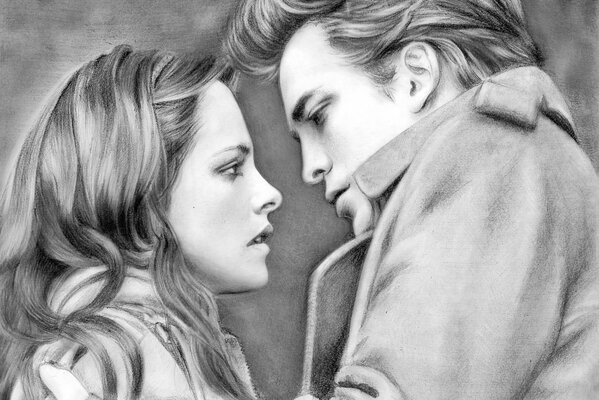 Dessin de Bella et Edward du film Twilight