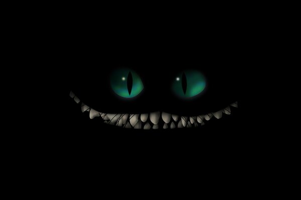 La sonrisa del gato de Cheshire en la oscuridad