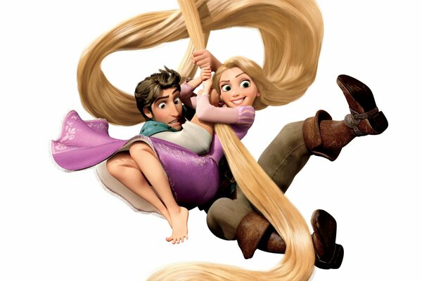 Rapunzel flying with flynn rider