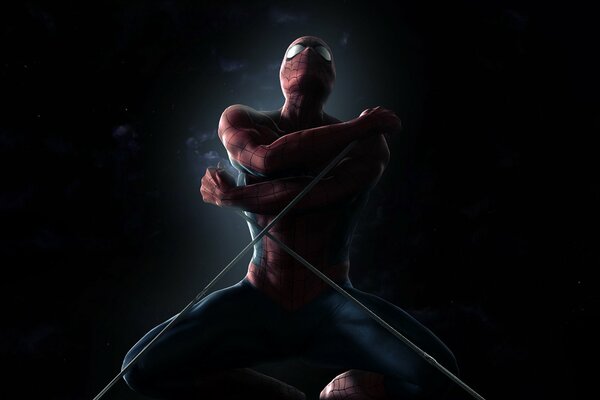 Expression de Spider-Man sur fond sombre