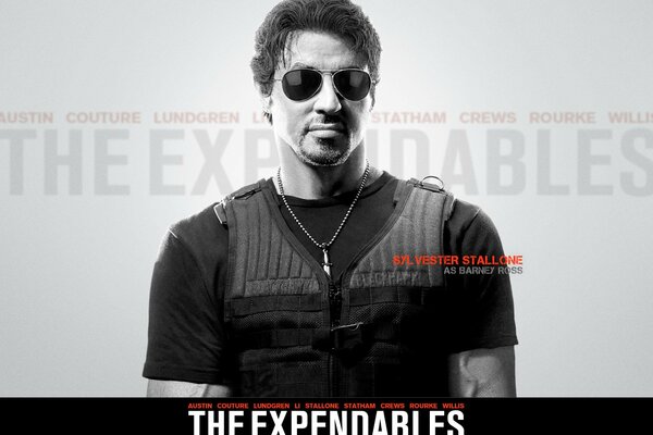 Foto de Stalone para la presentación de la película the Expendables