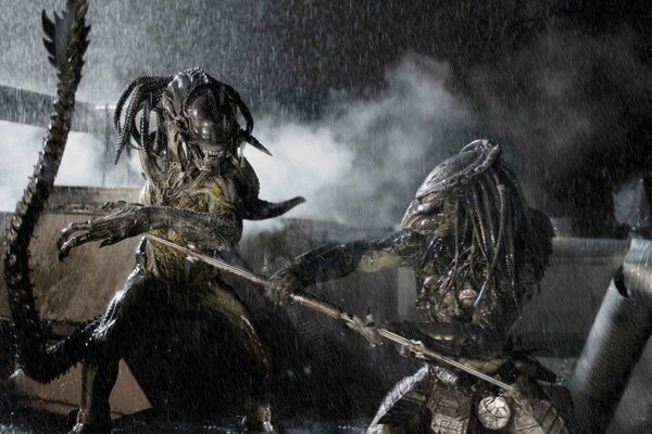 Predator and alien battle. Fantasy