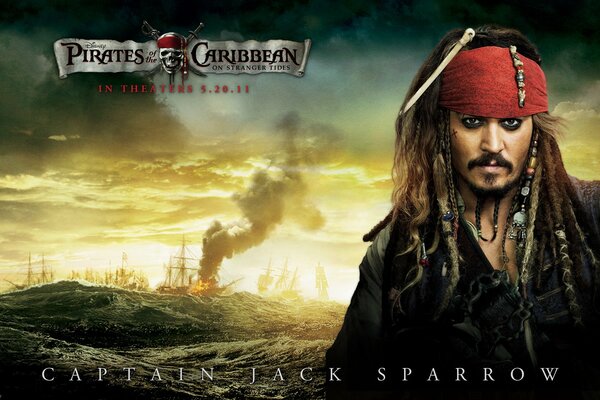 Portada de la película Piratas del Caribe con Jack Sparrow