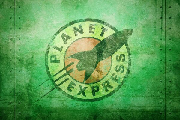 Imagen verde con el cohete Planet Express