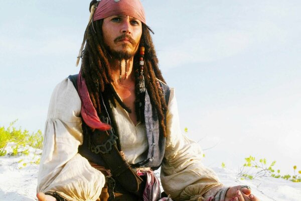 Kapitan Jack Sparrow na plaży