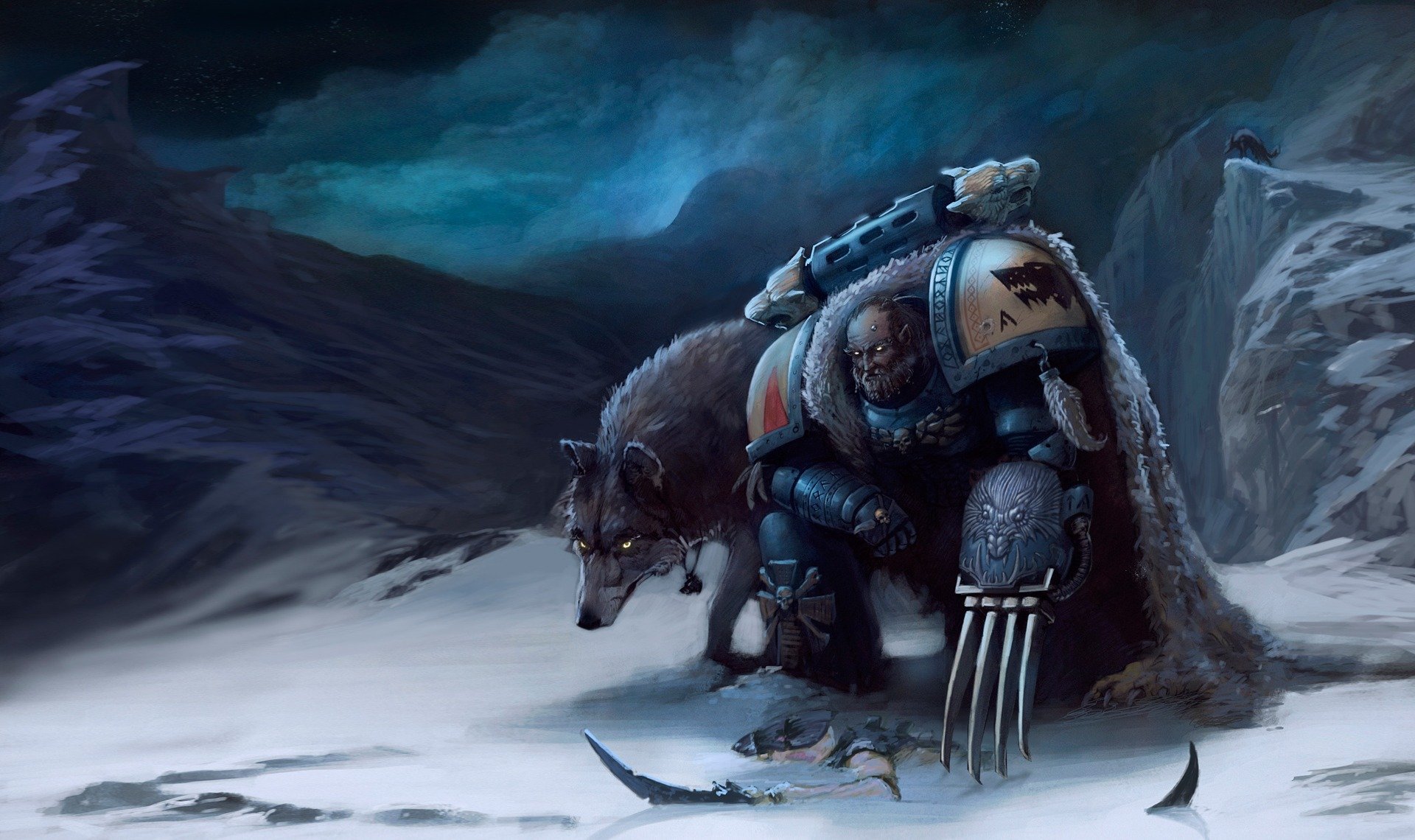 warhammer 40k loups de l espace space marines griffes loups tyranides hormagount neige montagnes