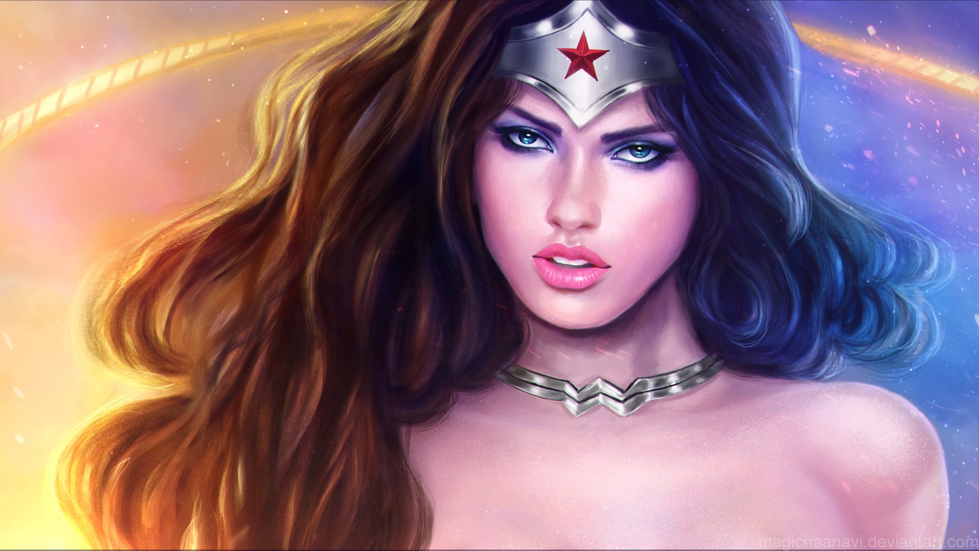 art wonder woman girl face star