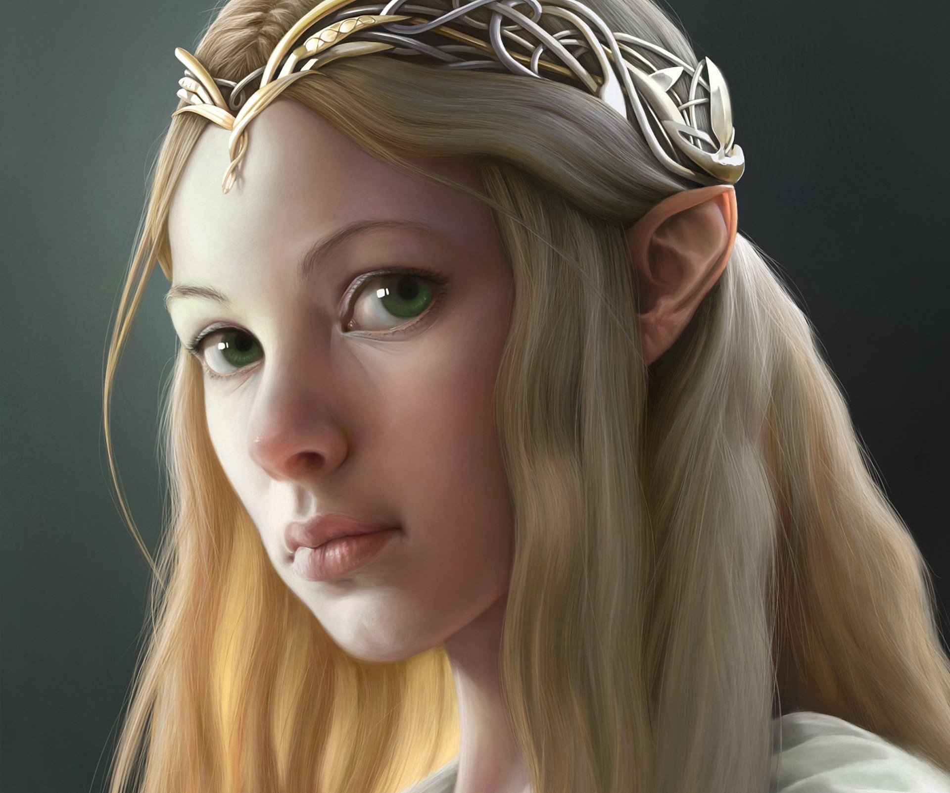 arte corrado vanelli el señor de los anillos galadriel galadriel elfo cara chica diadema