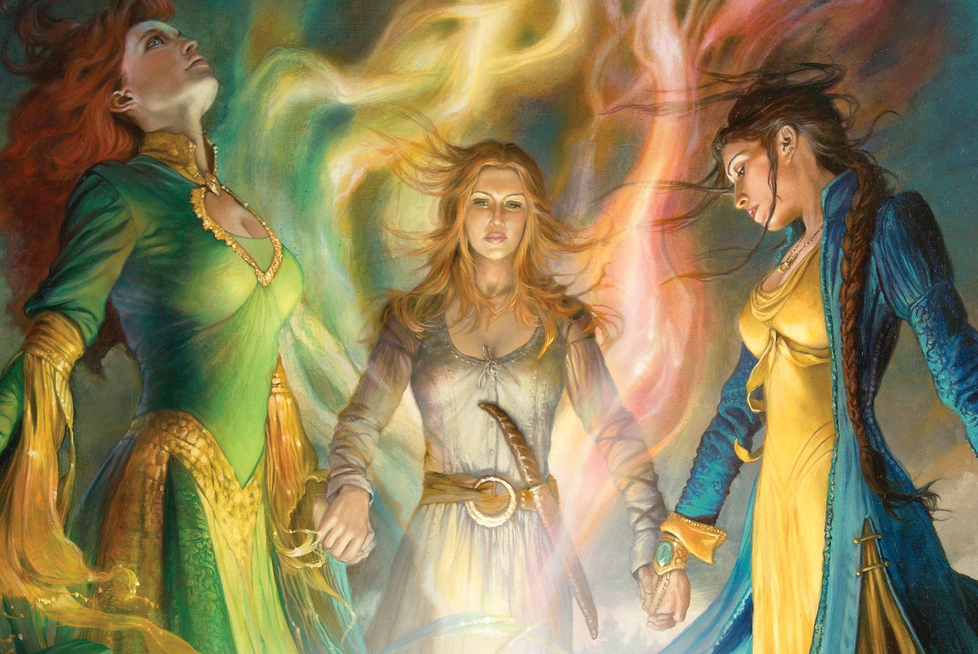 book illustration robert jordan wheel of time path of daggers Elaine Trakand Elaine Trakand nynaeve Al meara aviendha aiyl nynaeve Al meara Aes Sedai force wind bowl