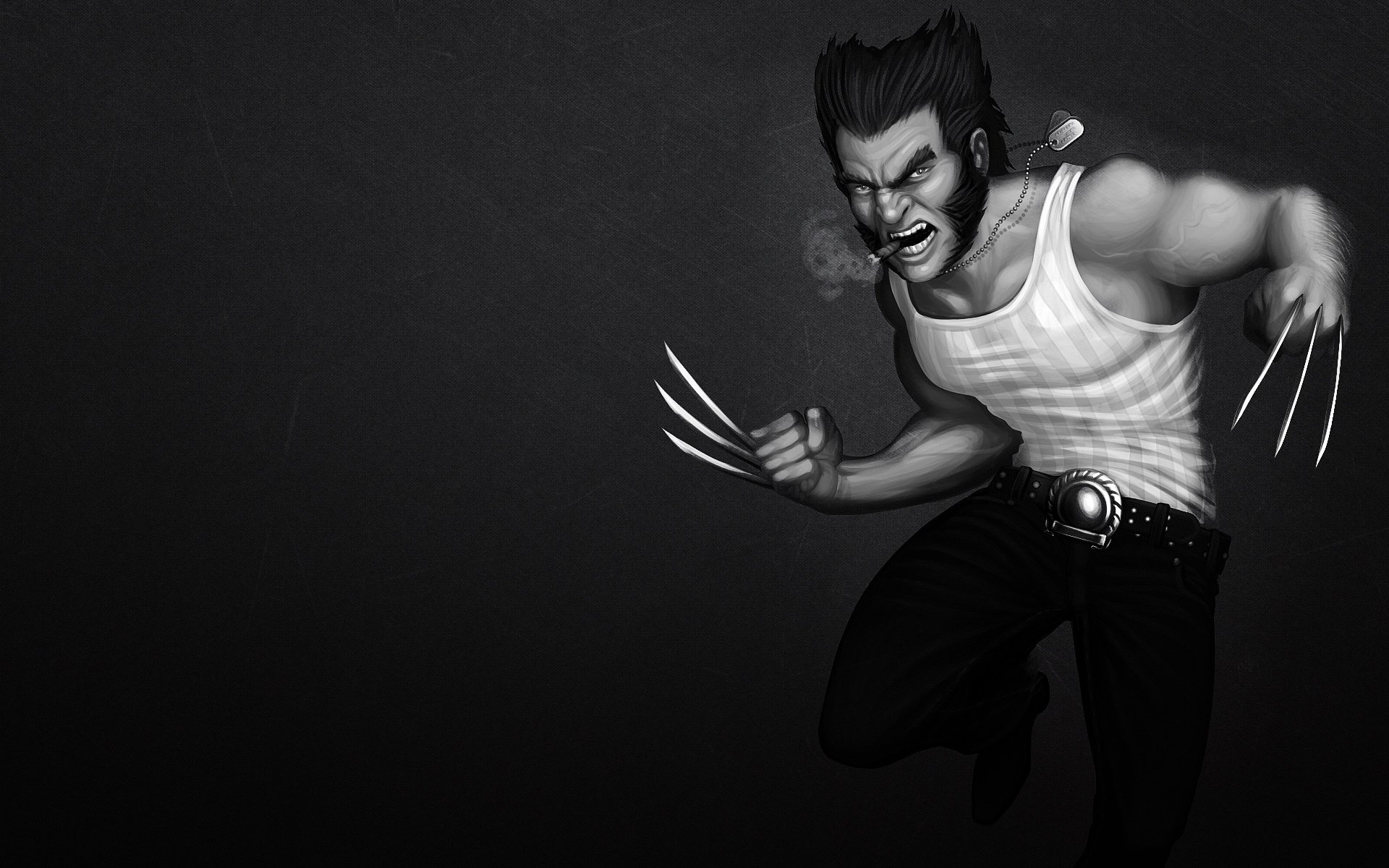 wolverine logan marvel comics x-men x-men evil steel claws black and white background cigar