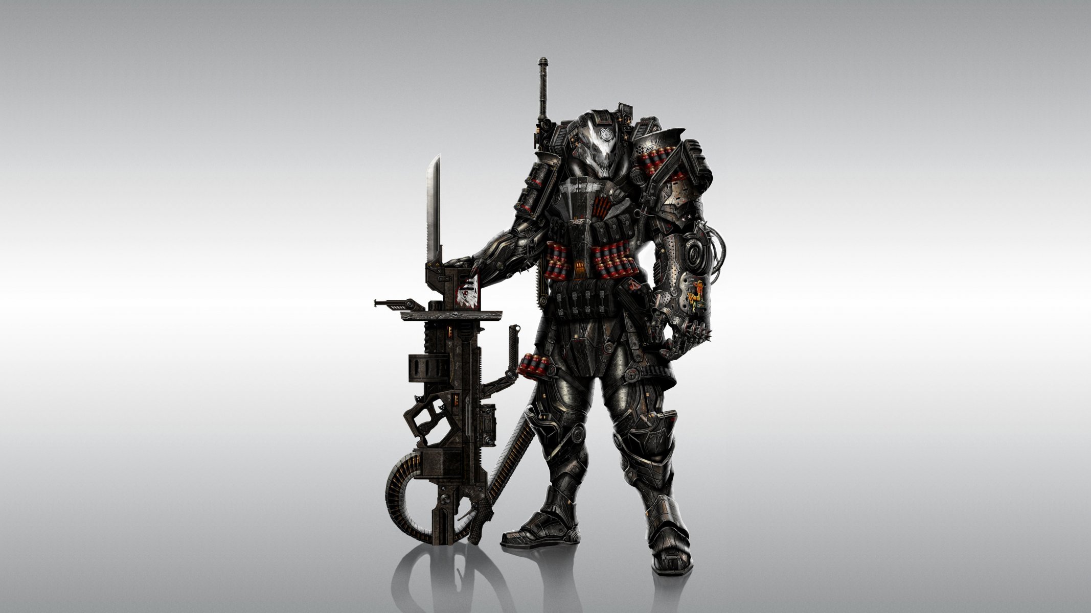 warhammer 40k fan art guerrero cráneo alado armas armadura fondo