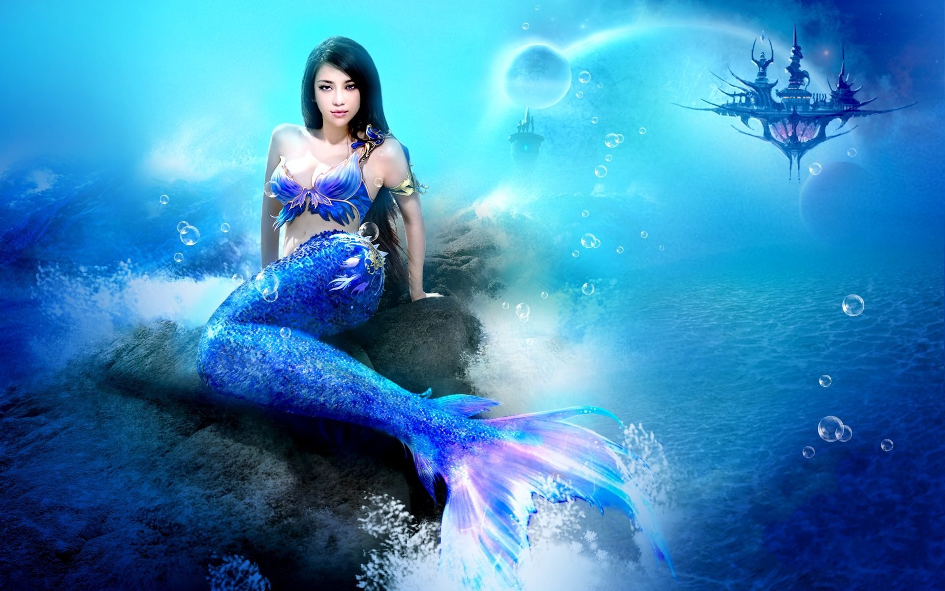 fiction girl mermaid sea underwater world