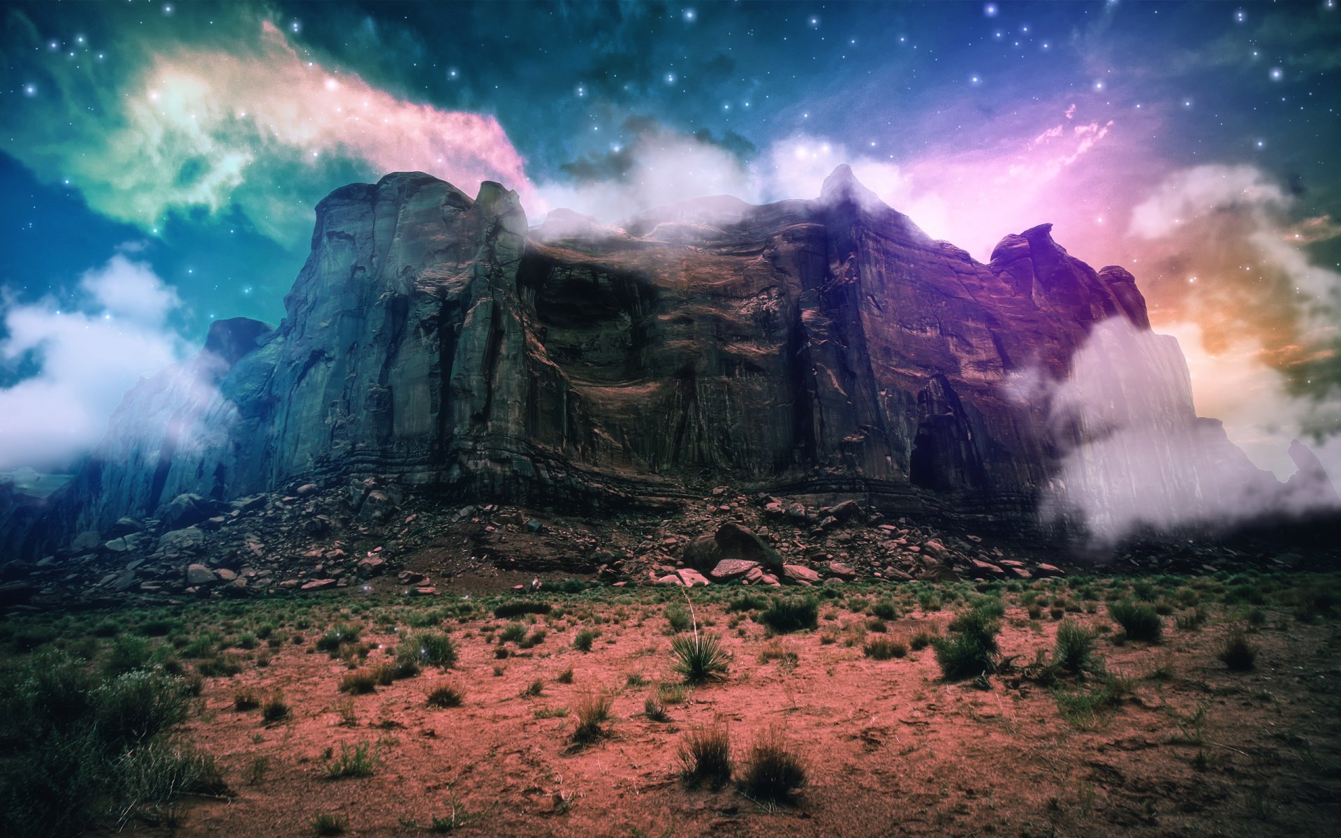 another planet fantasy fantasy science fiction mountain rock clouds space rocks sand bushe