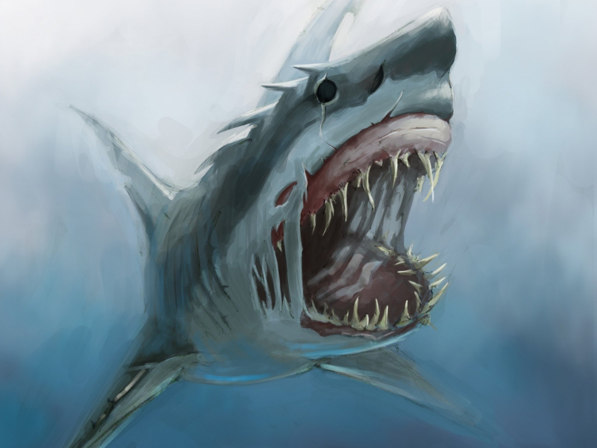 art requin monstre bouche crocs sous l eau faim