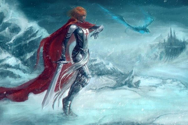 A girl in the ice kingdom of dragons